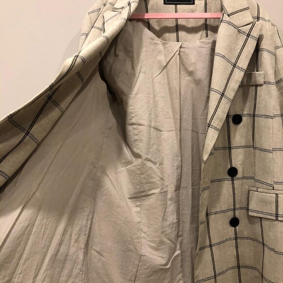 Brenda Tan Plaid Women’s Designer Cotton Cute Women's Blazer and Shorts Set M - Picture 7 of 9